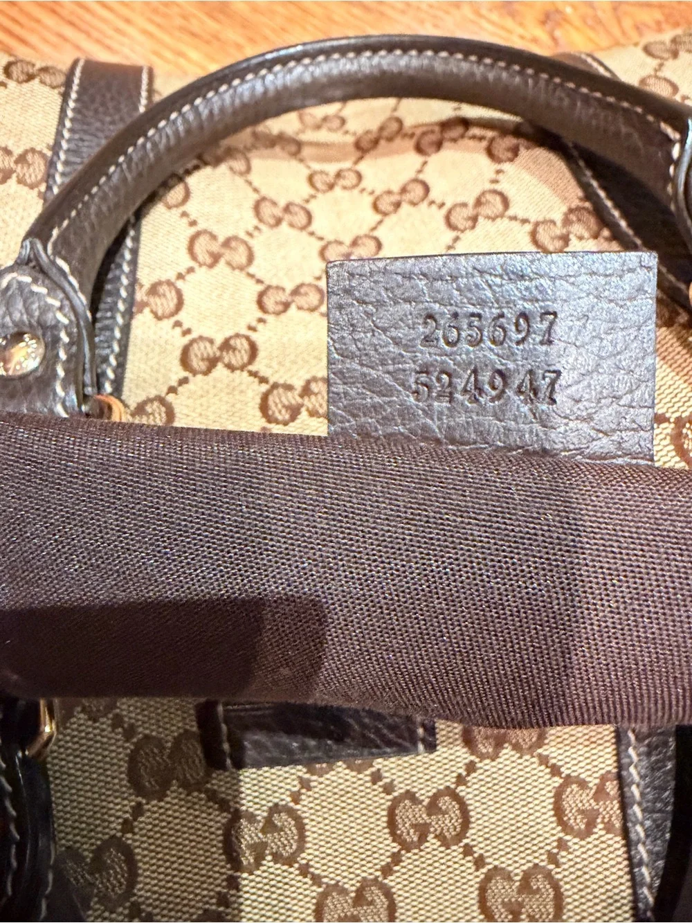 Gucci Brown Monogram Canvas Duffel with Dark Brown Leather Handles